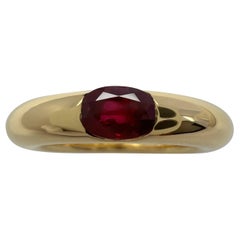 Vintage Cartier Deep Red Ruby Ellipse 18k Yellow Gold Oval Solitaire Ring 52 US6