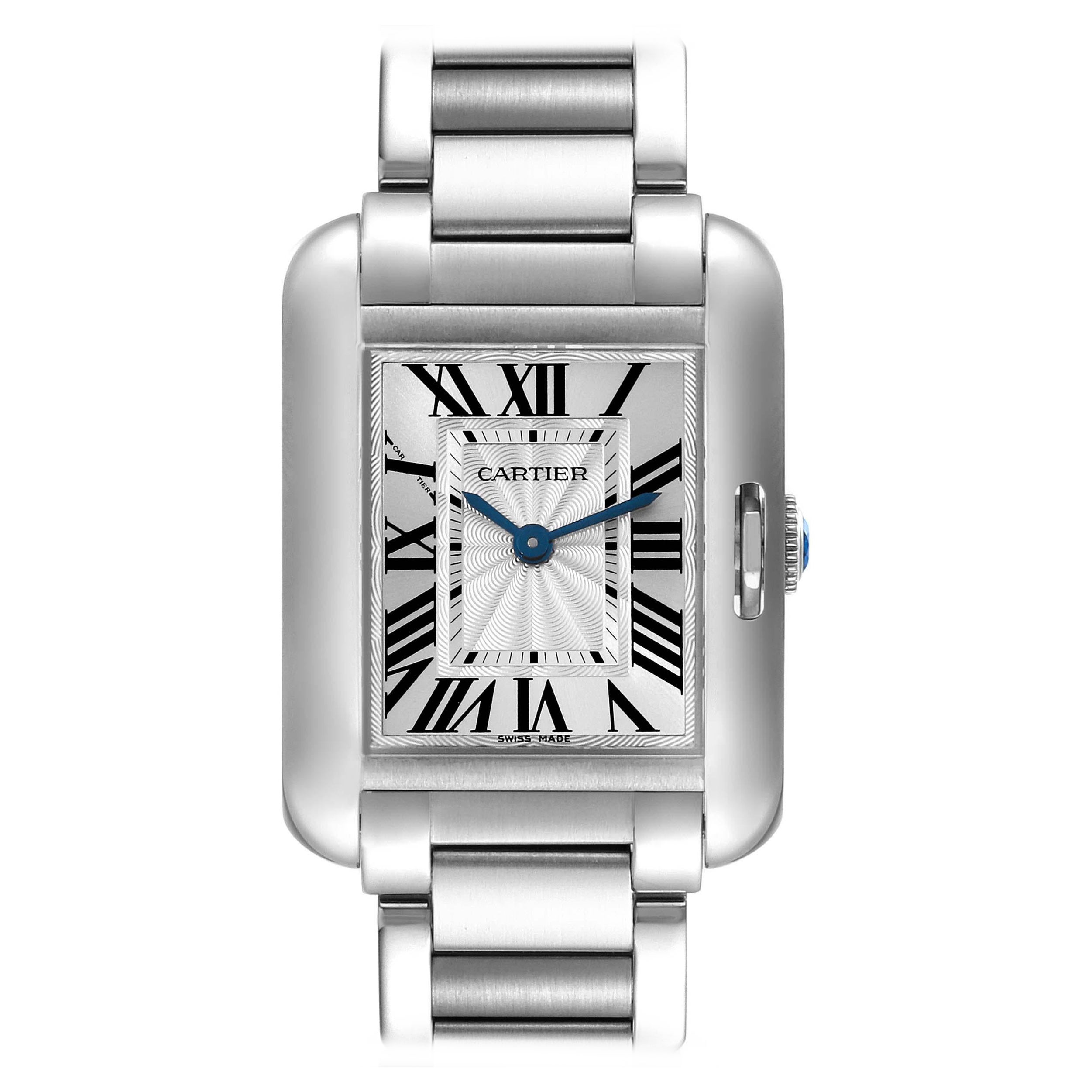 Cartier Tank Anglaise Small Silver Dial Steel Ladies Watch W5310022 For Sale