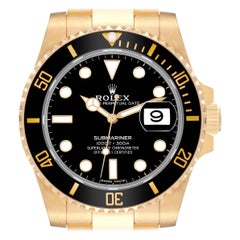 Rolex Submariner Black Dial Yellow Gold Mens Watch 116618 Box Card