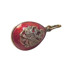 Antique Imperial Silver Gilt Enamel Egg Pendant With Coat Of Arms
