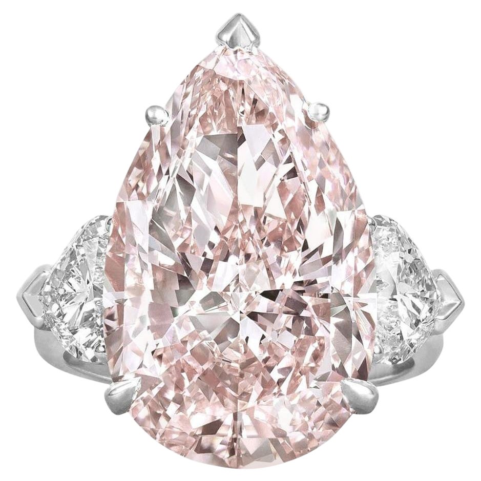 GIA Certified 4.98 Carat Fancy Orangy Pink Diamond Ring For Sale