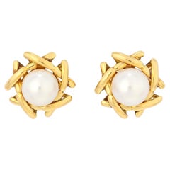 Tiffany & Co. Pearl and Gold Stud Earrings