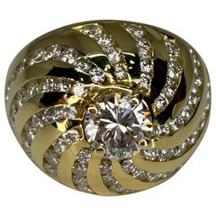 Bombe Diamond Ring/18k Yellow Heavy Gold Ring/Cocktail/Statement Ring