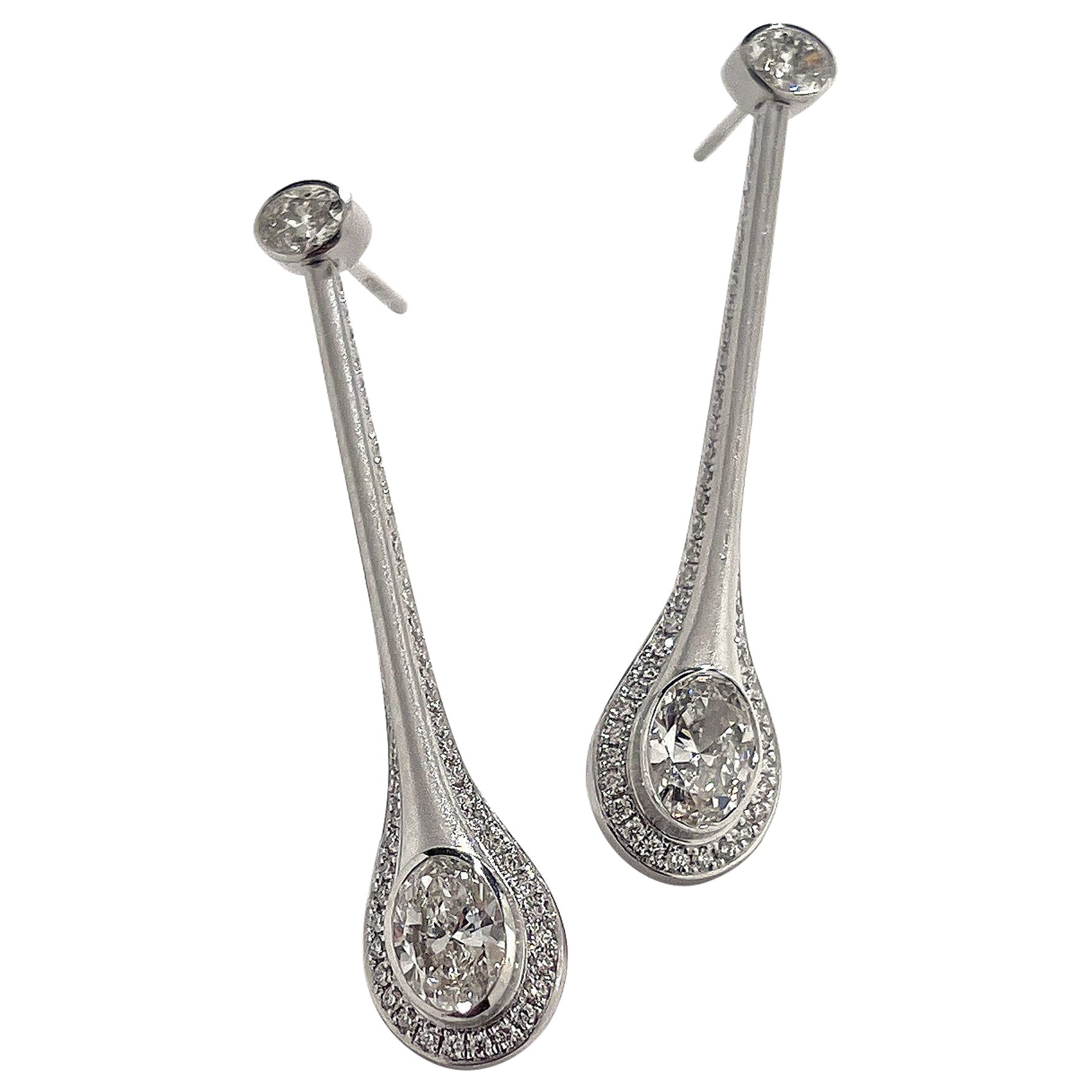 Geoffrey Good Galaxy "Long Comet" Natural Diamond Earrings in 18k White Gold For Sale