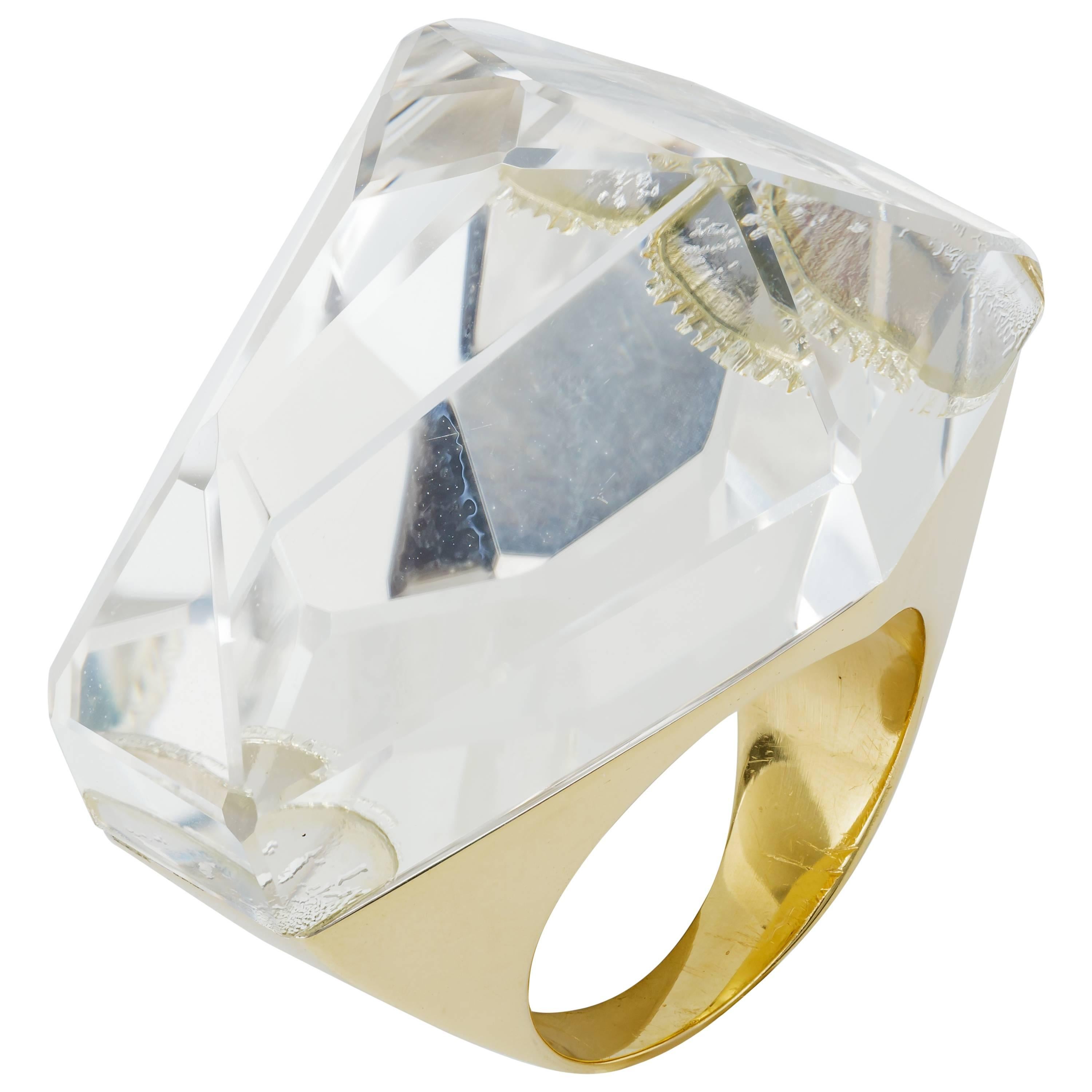 H. Stern Large 54.46 Carat Quartz Gold Ring For Sale