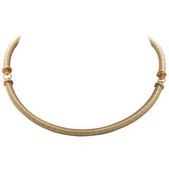 1980s Cartier Stainless Steel Gold Choker Necklace