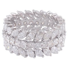 Anillo de oro blanco de 18 quilates con diamantes marquesa SI/HI de 6 quilates naturales