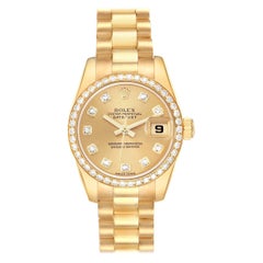 Rolex Datejust President Yellow Gold Diamond Ladies Watch 179138