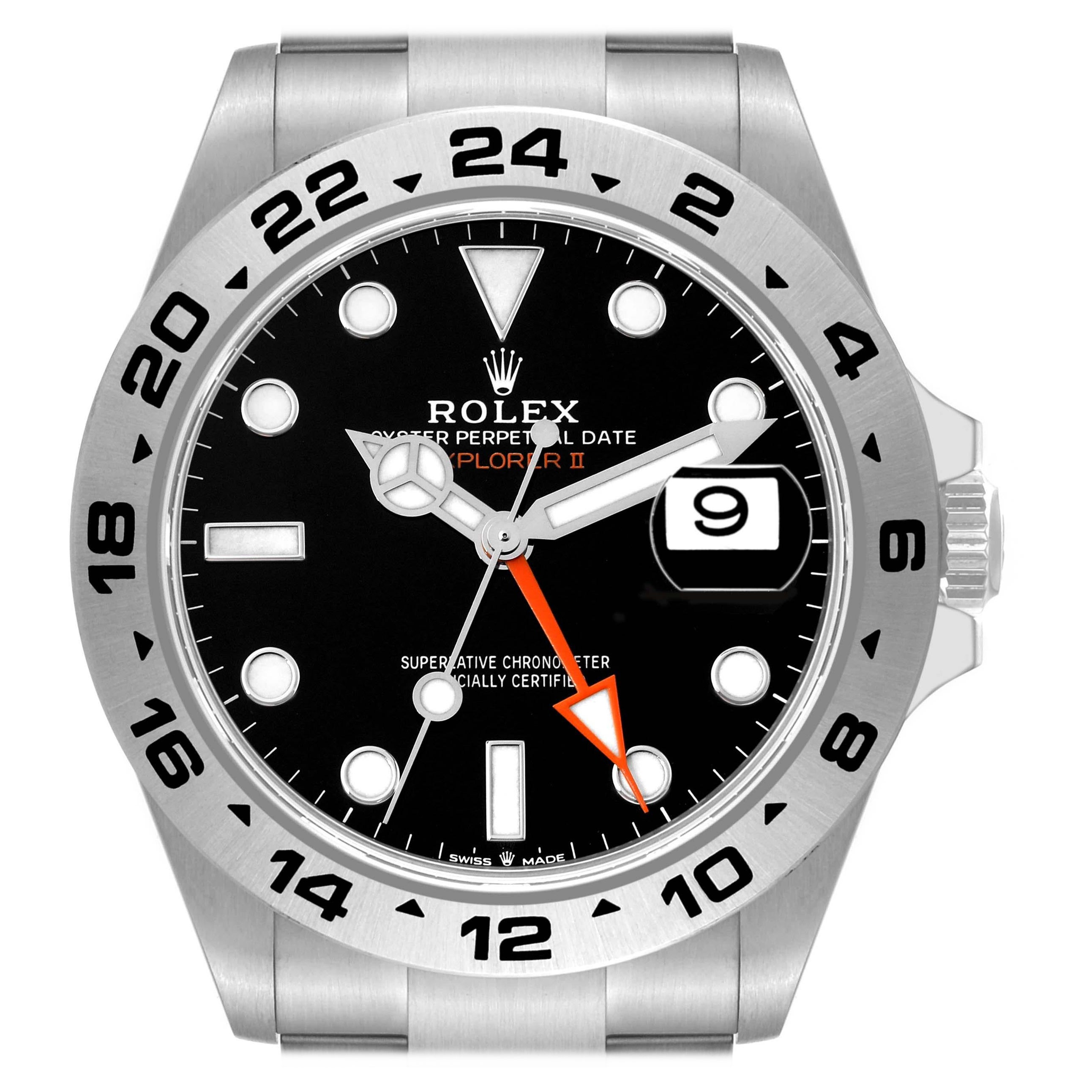 Rolex Explorer II 42mm Black Dial Steel Mens Watch 226570 Box Card For Sale