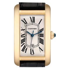 Cartier Tank Americaine Yellow Gold Automatic Mens Watch W2603156 Box Papers