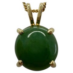Pendentif en or 18 carats, jadéite certifiée de 3,70 carats, jade de couleur A, vert fin et non traité