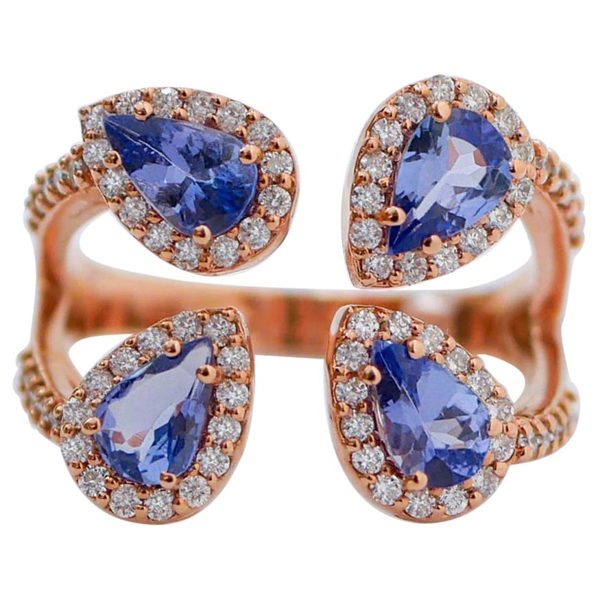 Tanzanite, Diamonds, 18 Karat Rose Gold Ring.