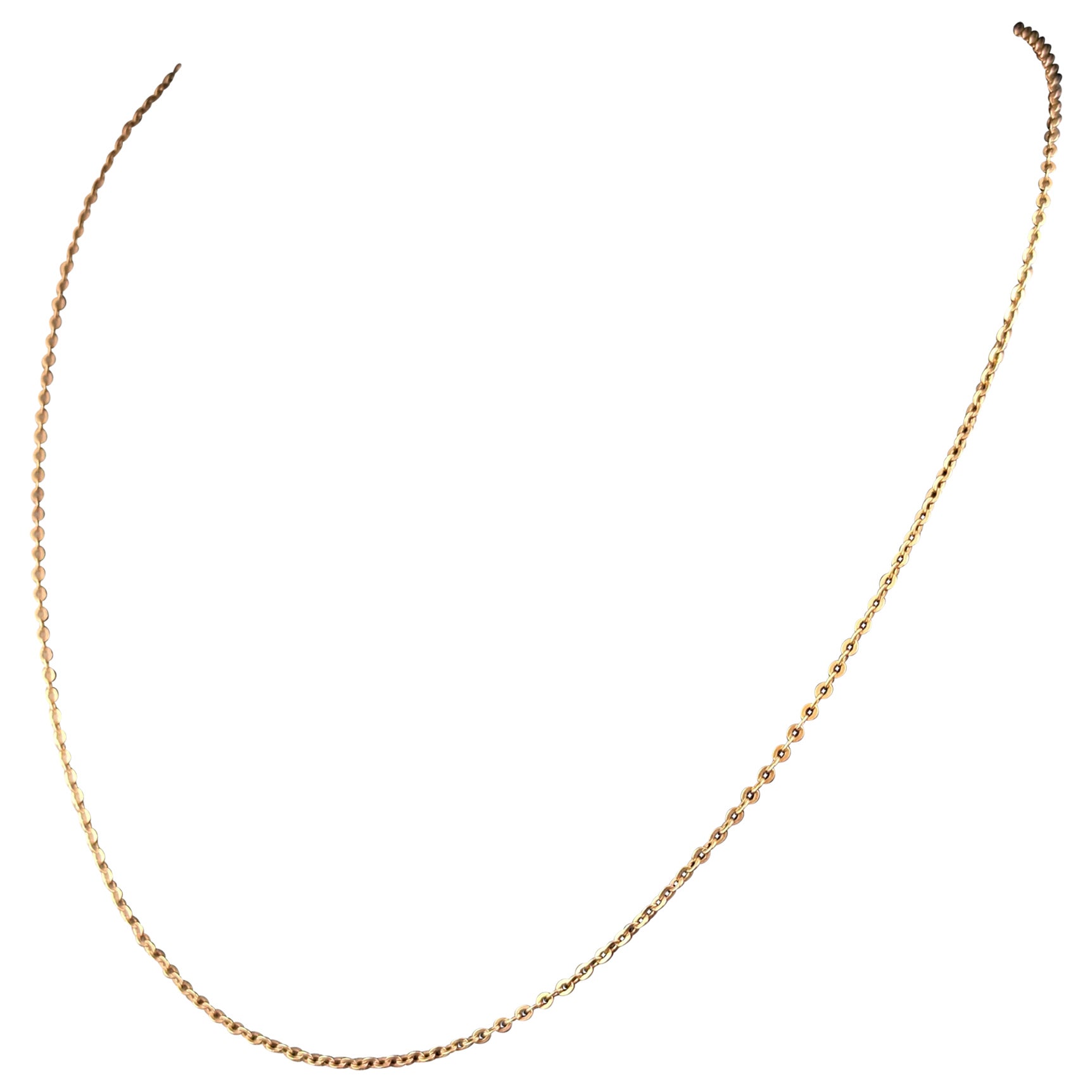Antique 9k gold trace link chain necklace, Edwardian 