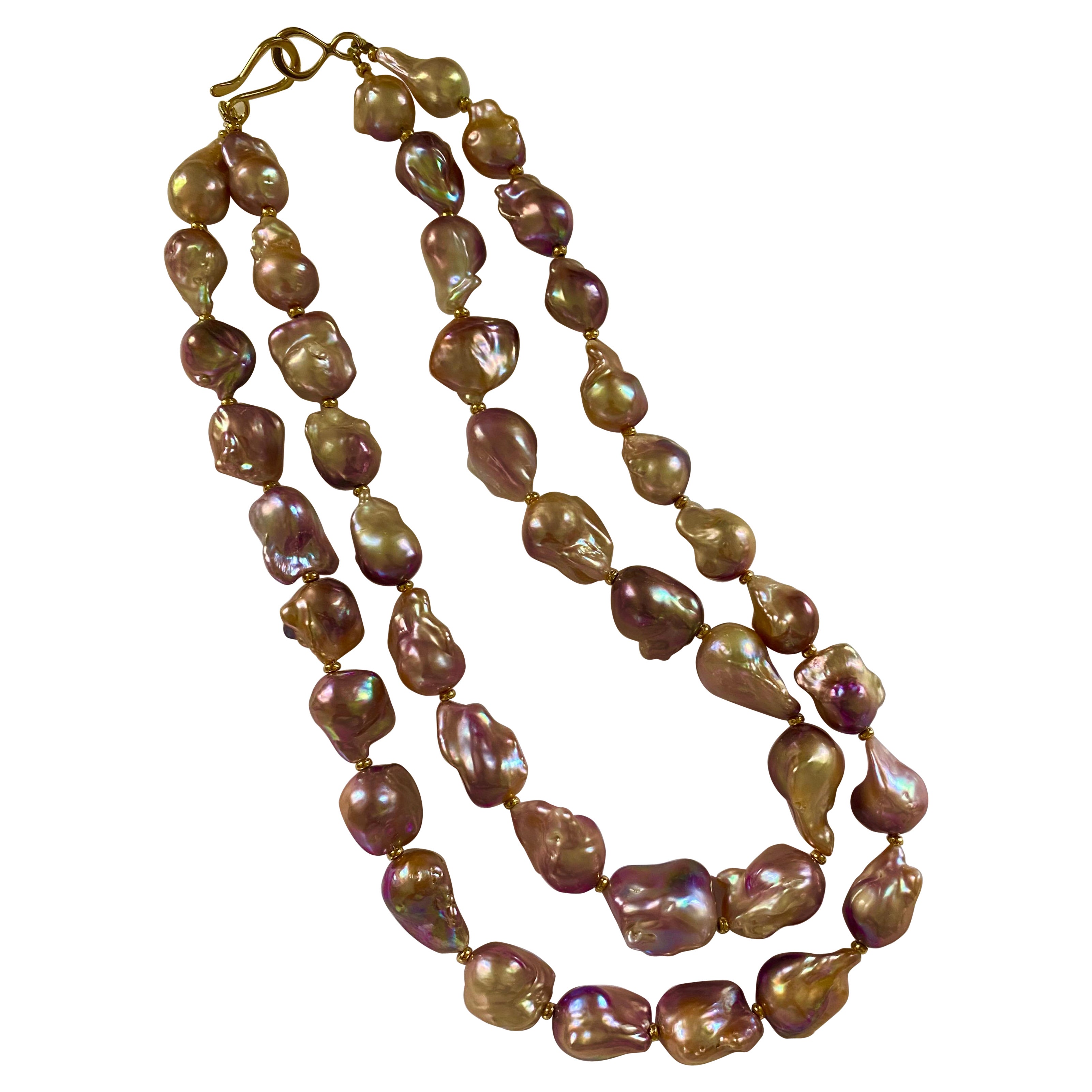 Michael Kneebone Earth Tone Baroque Pearl Double Strand Necklace For Sale