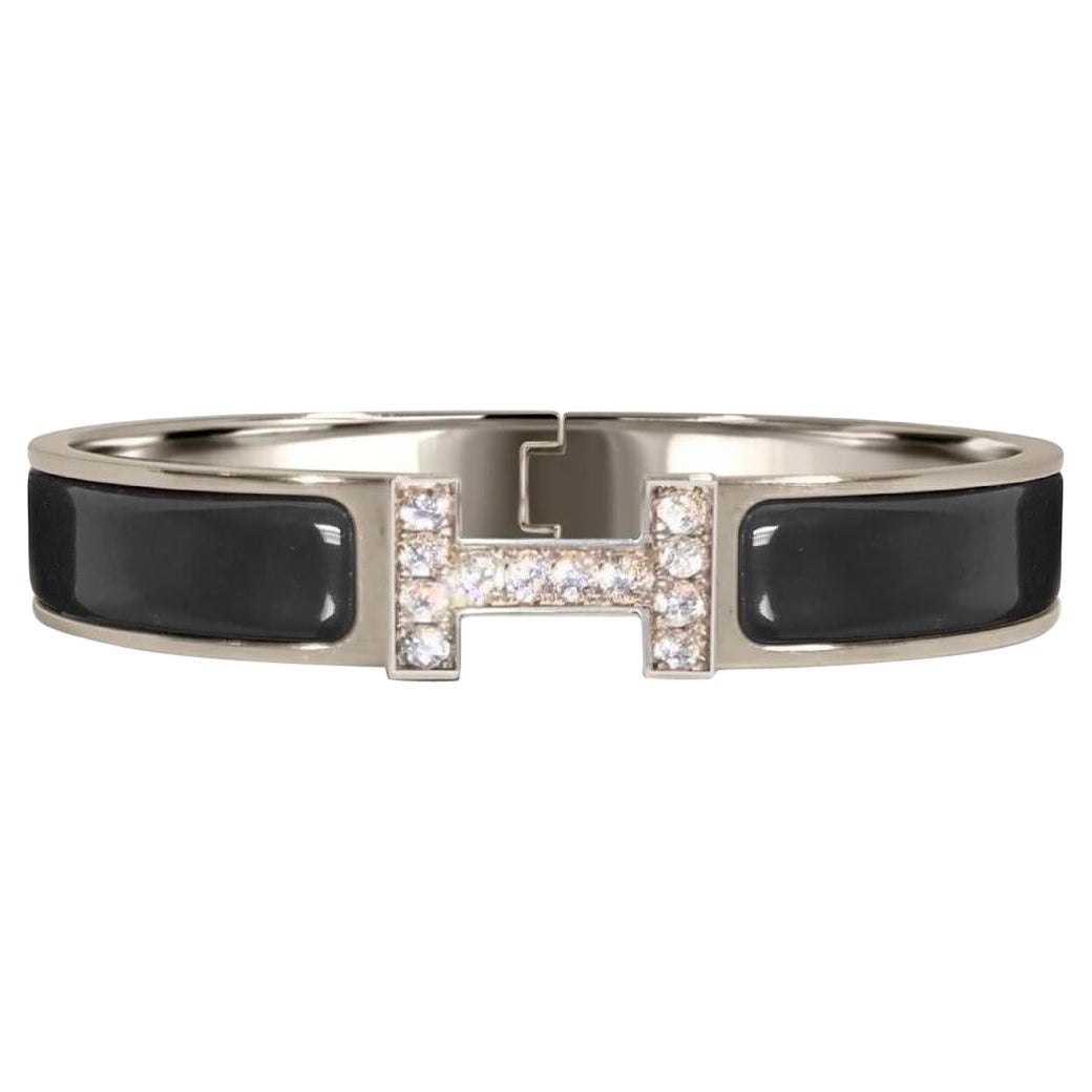 Bracelet en diamant Hermes Clic H émaillé GM France Noir