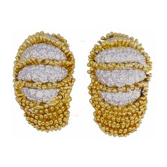 Retro David Webb Diamond Earrings 18k Gold Certificate of Authenticity Estate Jewelry