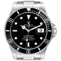 Rolex Submariner Date Black Dial Steel Mens Watch 16610 Box Papers