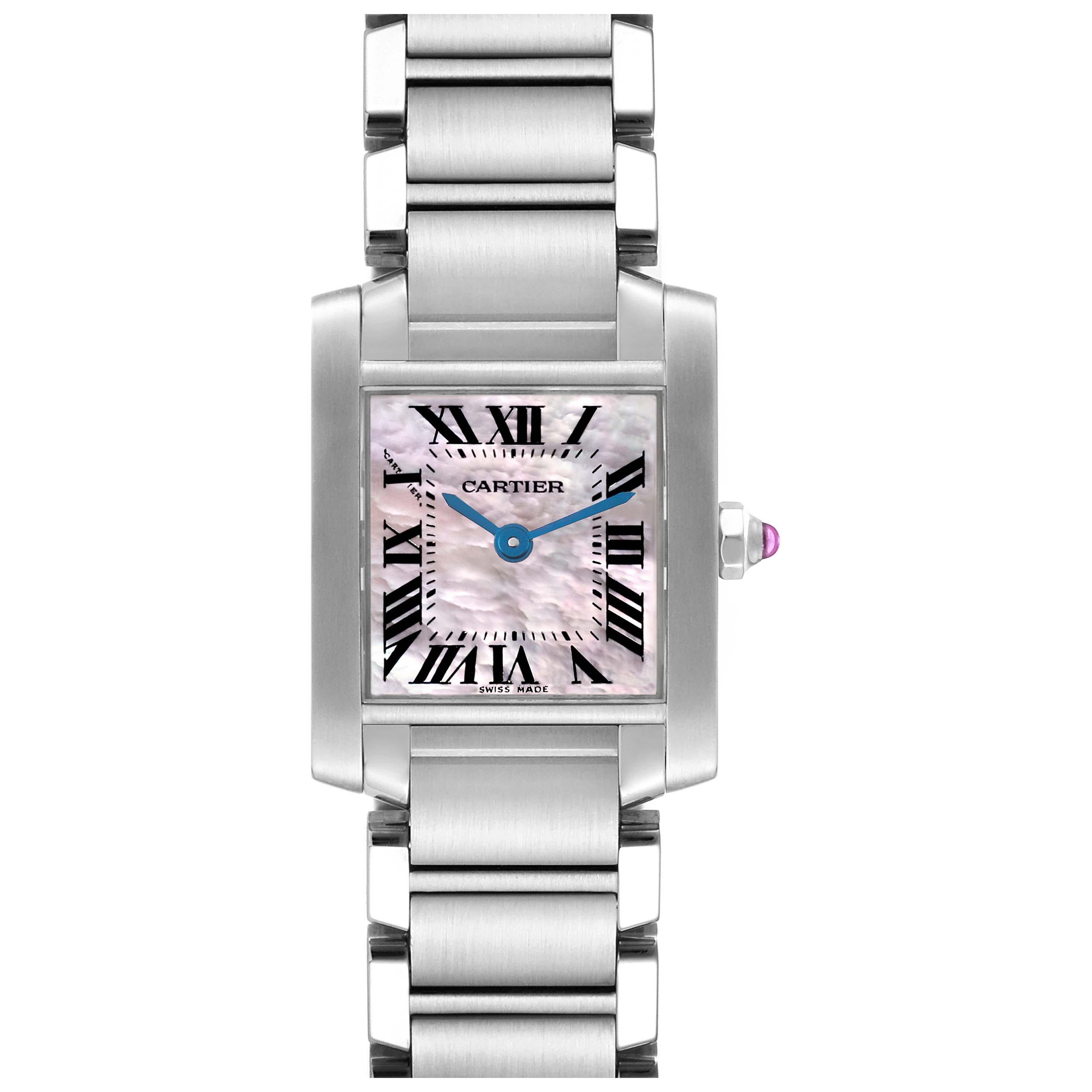 Cartier Tank Francaise Mother Of Pearl Dial Steel Ladies Watch W51028Q3