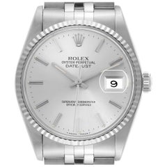 Rolex Datejust Steel White Gold Silver Dial Vintage Mens Watch 16014