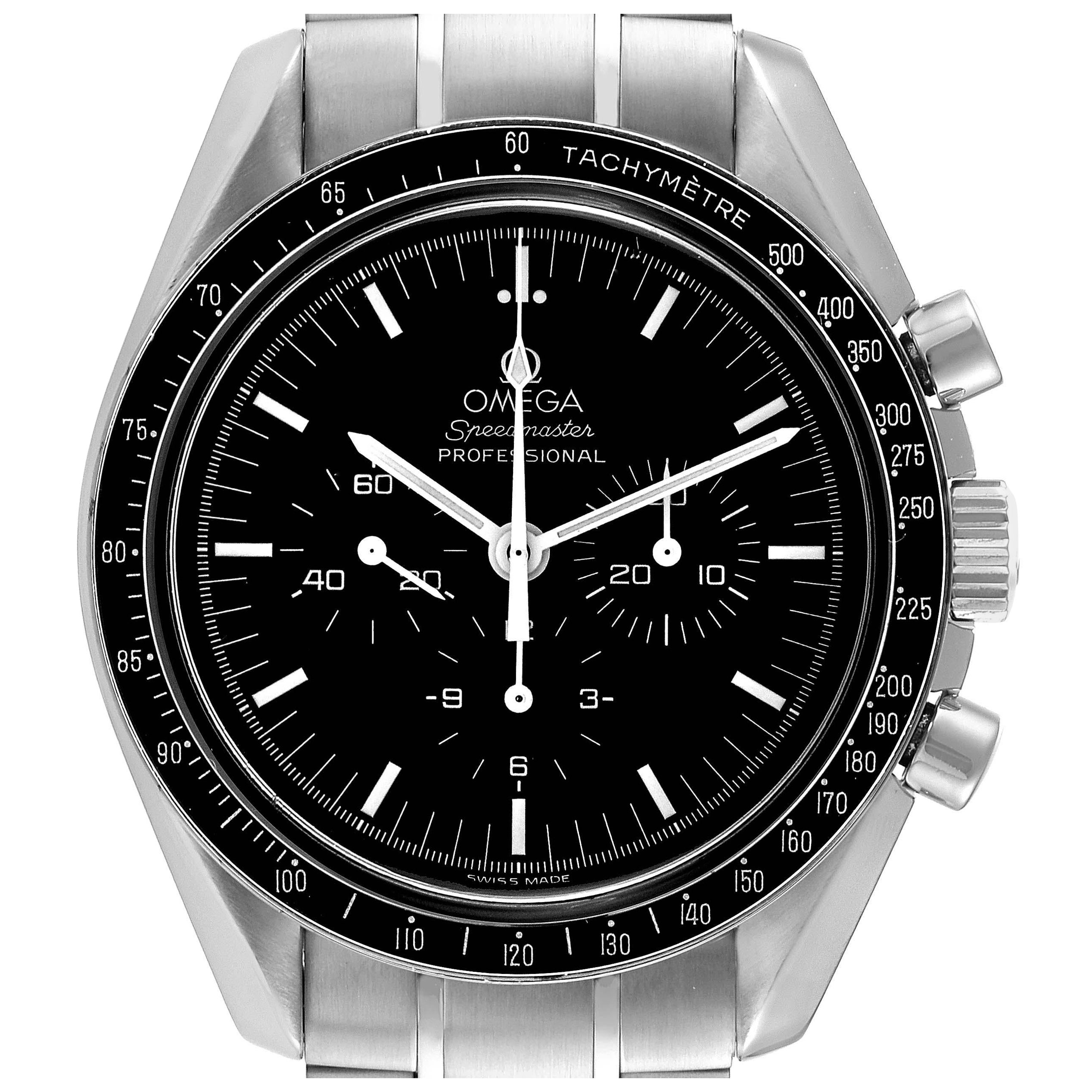 Omega Speedmaster MoonWatch Chronograph Steel Mens Watch 3570.50.00 Box Card For Sale