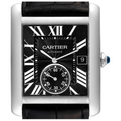 Vintage Cartier Tank MC Black Dial Automatic Steel Mens Watch W5330004 Card
