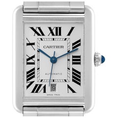 Reloj Cartier Tank Solo XL de acero automático con esfera plateada para caballero W5200028
