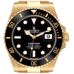 Used Rolex Submariner Yellow Gold Black Dial Bezel Mens Watch 126618 Box Card