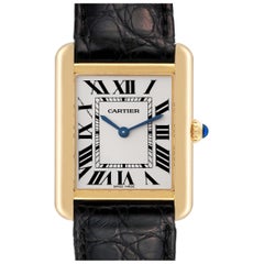Antique Cartier Tank Solo Yellow Gold Steel Silver Dial Ladies Watch W5200002