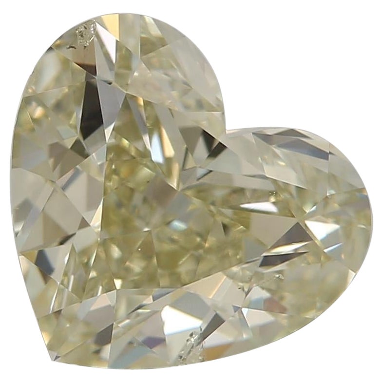2,00 Carat Fancy Light Brownish Greenish Yellow Diamant taille cœur certifié GIA en vente