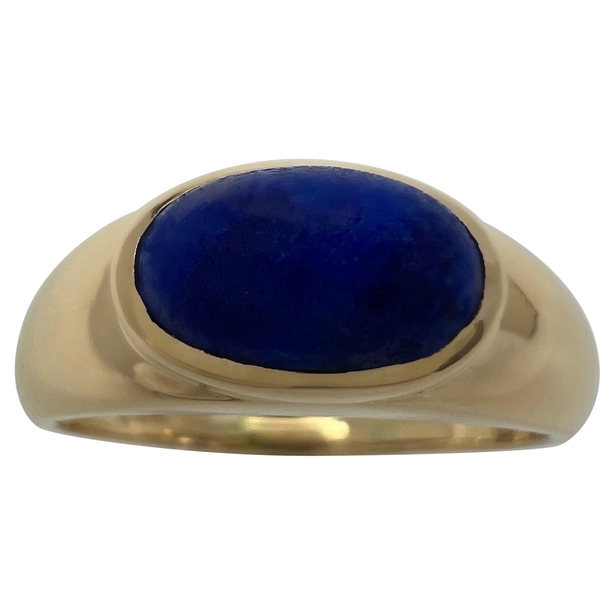 Vintage Van Cleef & Arpels Blue Lapis Lazuli 18k Gold Oval Dome Signet Ring