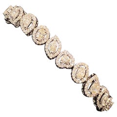  Bracelet tennis en or 14 carats avec diamants en forme de cœur rond et poire marquise ovale de 12,28 carats