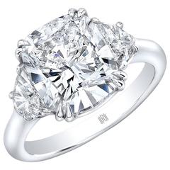 4.01 Carat GIA Certified G SI2 Cushion Cut Diamond Platinum Engagement Ring