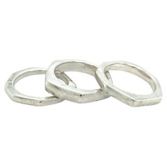 Retro Gucci Estate Abstract Triple Ring Size 10 Silver 