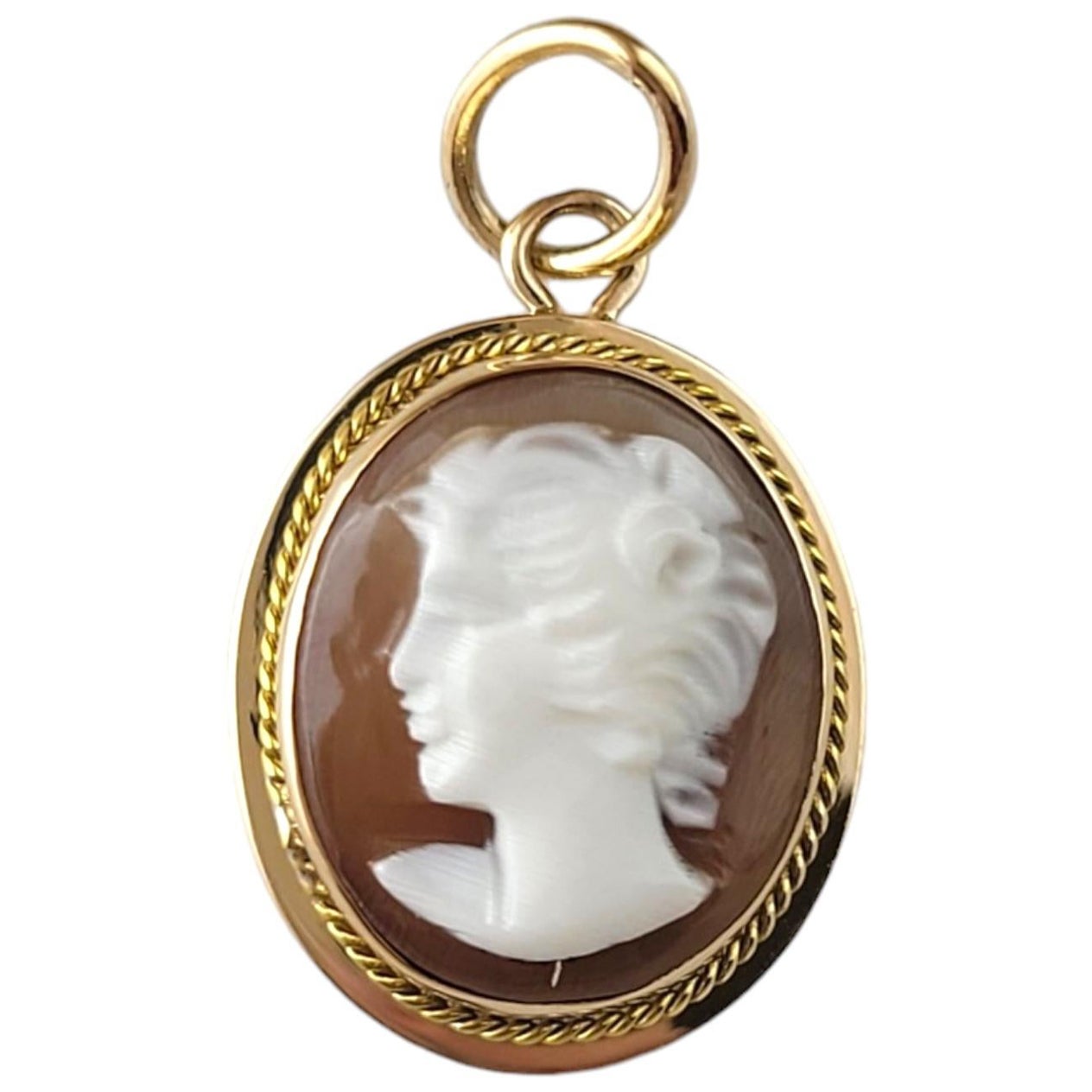 14K Yellow Gold Petite Cameo Pendant #16882 For Sale