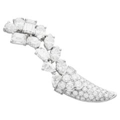 Vintage 6.87Ct Diamond and Platinum Cornucopia Brooch Circa 1950