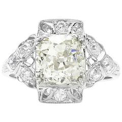 European Cut Diamonds Platinum Engagement Ring