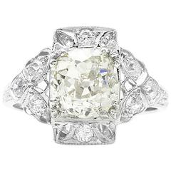 European Cut Diamonds Platinum Engagement Ring 5