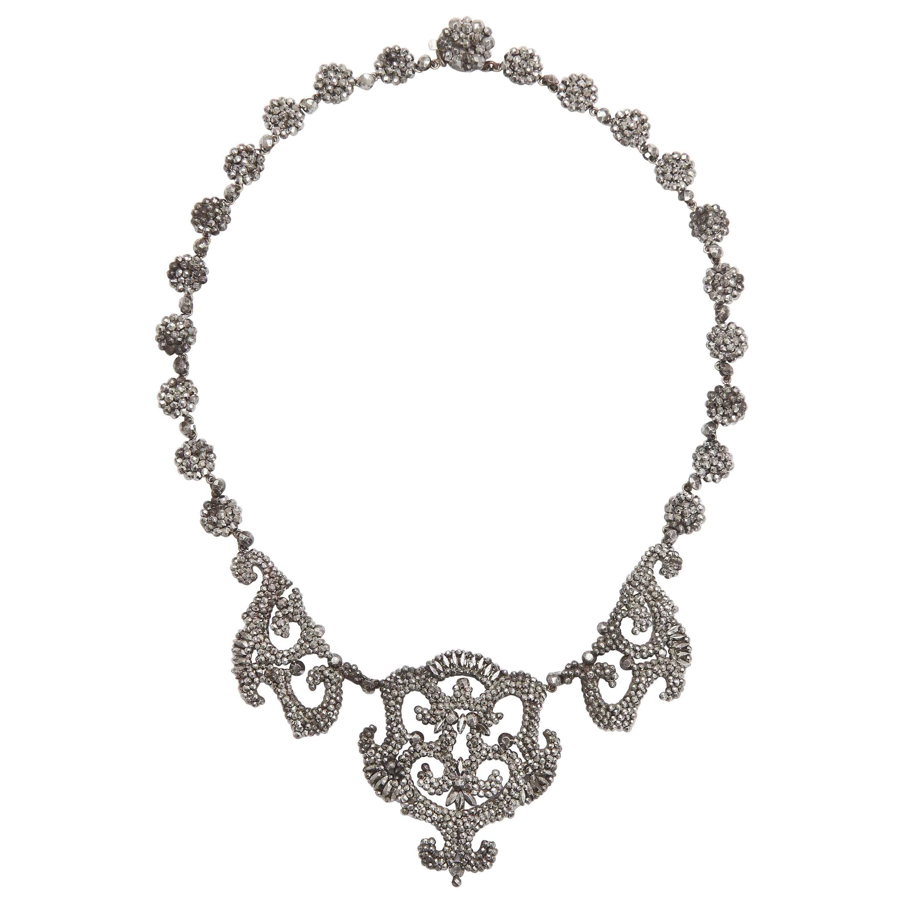 Antike georgianische1820er Jahre Early Cut Stahl Halskette  im Angebot