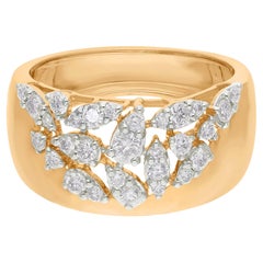 Bague artisanale en or jaune 18 carats avec diamant rond naturel de 0,51 carat