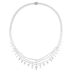 Collier de diamants en forme de poire de pureté SI, en or blanc 14 carats, fait main