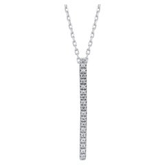 TJD 0.07 Carat Natural White Diamond 14 Karat White Gold Vertical Bar Pendant