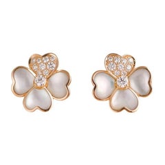 Van Cleef & Arpels Medium Cosmos Diamond Mother Of Pearl Earrings