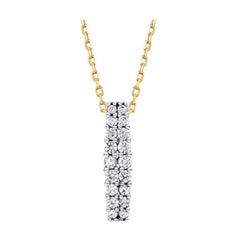 TJD 0,25 Karat Brillantschliff Diamant 14KT Gelbgold Zwei-Reihen-Anhänger-Halskette