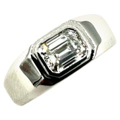 Used 1.03 Carat Emerald Cut Diamond Tiffany & Co. Charles Tiffany Platinum Men's Ring