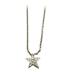 Chanel Comete Pave Diamond Star and 18K White Gold Pendant Necklace 