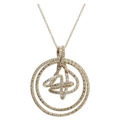 Vintage H. Stern Cognac and Colorless Diamond 18 Karat Gold Zephyr Pendant Necklace