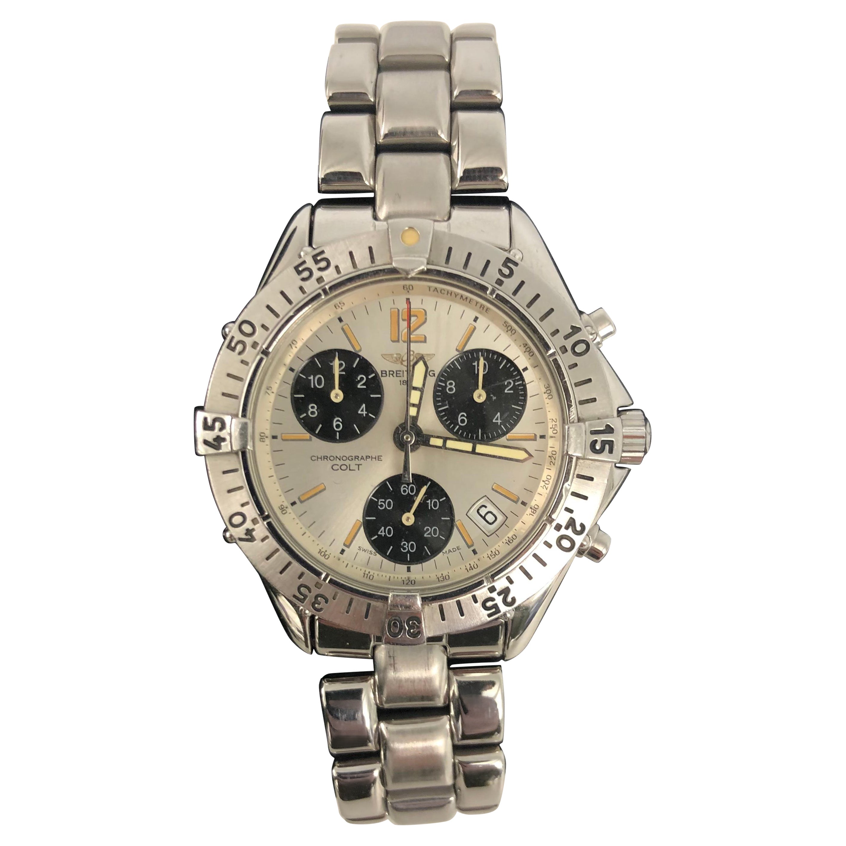 Breitling Men’s Colt Chronograph A53035 Stainless Steel Watch mm  For Sale
