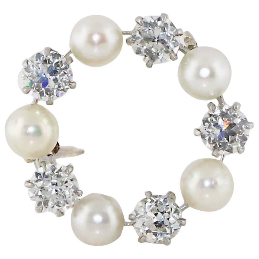 Tiffany & Co. Natural Pearl Diamond Pin