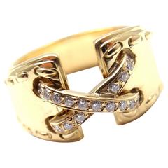 Vintage Hermes Diamond Gold Lace Up Band Ring