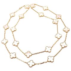 Van Cleef & Arpels Vintage Alhambra Mother Of Pearl Gold 20 Motif Necklace